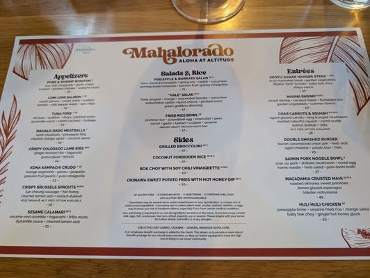 Menu photo 4 The Periodic Table Steamboat Springs, CO