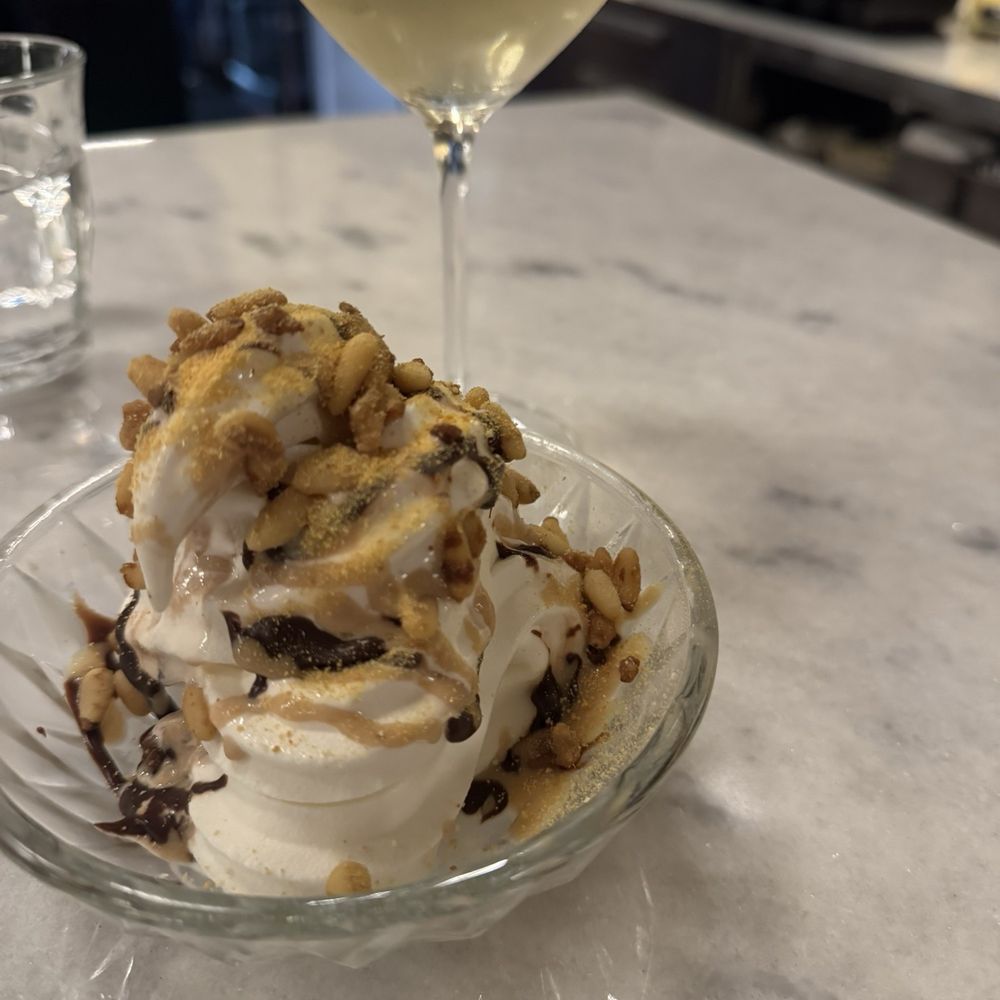 Canard - Pine nut sundae and white wine - New American Near Me - Beaverton, Oregon