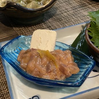 Leichi - 塩辛チーズ Shiokara $8.50 marinated squid, cured squid liver paste, cream cheese - Japanese Near Me - Santa Clara, California