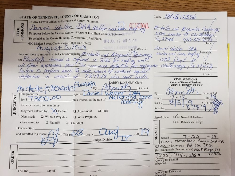 Slide of Waller and Son's Roofing and Home Repair