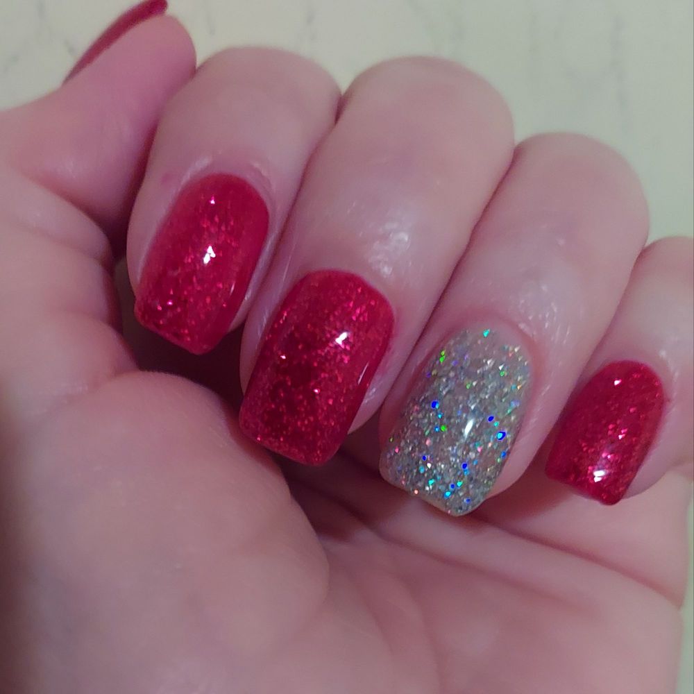 Beautiful UV gel manicure with acrylic overlay underneath for strength on my own nails. These are not tips. Fabulous work done by Grace. Beautiful UV gel manicure with acrylic overlay underneath for strength on my own nails. These are not tips. Fabulous work done by Grace.