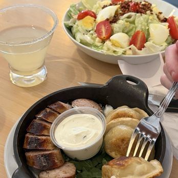 Rooster Street Brewing - Smoked sausage and pierogies with a chopped salad! - American Near Me - Lititz, Pennsylvania