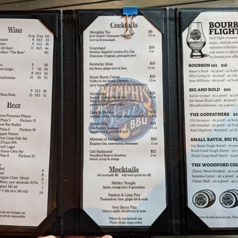 Memphis Blues - Drink menu - Barbeque Near Me - Vancouver, British Columbia