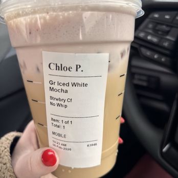 Starbucks - Iced White Chocolate Mocha with strawberry cold foam - Coffee & Tea Near Me - Leesburg, Virginia Starbucks - Iced White Chocolate Mocha with strawberry cold foam - Coffee & Tea Near Me - Leesburg, Virginia
