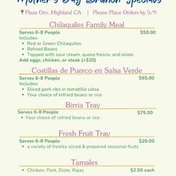 Plaza Oro Produce & Carniceria - Mother's Day Brunch Specials