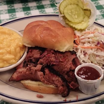 Redbones BBQ - Brisket sandwich w/ mac n cheese and slaw - Barbeque Near Me - Somerville, Massachusetts