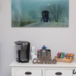 Drink area with coffee and water