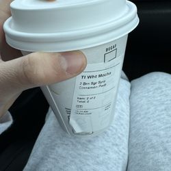 Starbucks - Tall White Mocha with two pumps of Brown Sugar Syrup and Cinnamon Powder on top. - $6.20