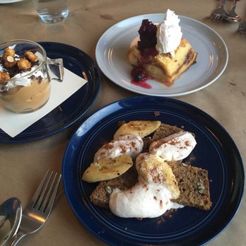 Ellie's - Butterscotch Panna Cotta, bread pudding with cranberries, banana cake - Italian Near Me - Long Beach, California Ellie's - Butterscotch Panna Cotta, bread pudding with cranberries, banana cake - Italian Near Me - Long Beach, California