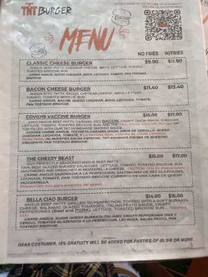 Menu photo 4 Tnt burger Tampa, FL