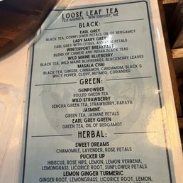 Tea menu