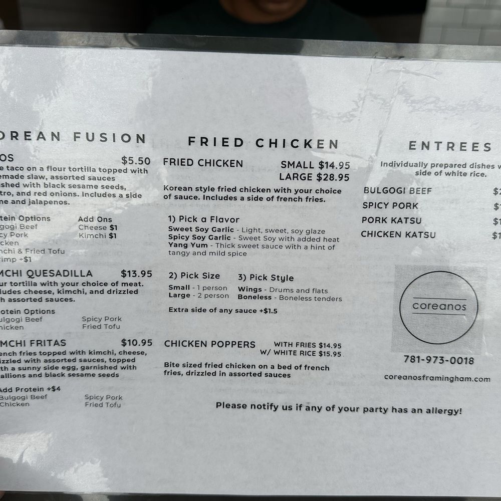 Coreanos - Menu - Korean Near Me - Framingham, Massachusetts Coreanos - Menu - Korean Near Me - Framingham, Massachusetts