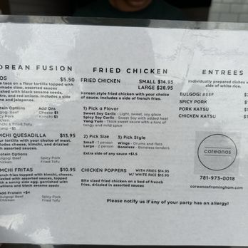 Coreanos - Menu - Korean Near Me - Framingham, Massachusetts