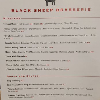 Black Sheep Brasserie - Menu as of 8/3/2024 - New American Near Me - San Jose, California