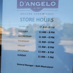 D'Angelo - New hours.