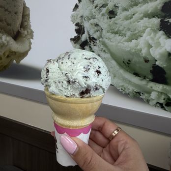 Baskin-Robbins - Mint Chocolate Chip Single Scoop on cake cone - Ice Cream & Frozen Yogurt Near Me - Vallejo, California Baskin-Robbins - Mint Chocolate Chip Single Scoop on cake cone - Ice Cream & Frozen Yogurt Near Me - Vallejo, California