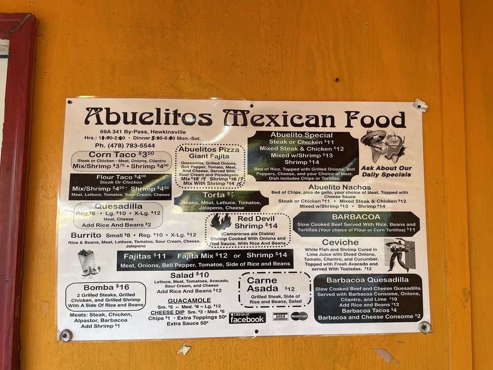 ABUELITOS MEXICAN FOOD 69 US 341 Bypass, Hawkinsville,