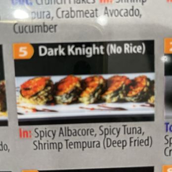 Show Sushi - Recommend Dark Knight Roll (No Rice) - 5 pieces - Sushi Bars Near Me - La Palma, California