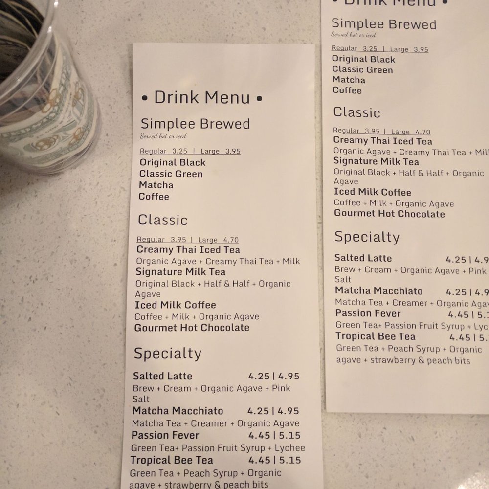 Simplee Boba - Drink menu - Bubble Tea Near Me - South Pasadena, California