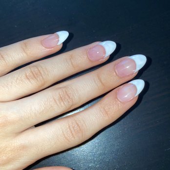 Topline Nails & Lashes Microblading - acrylic almond shaped white french tip - Nail Salons Near Me - Long Beach, California Topline Nails & Lashes Microblading - acrylic almond shaped white french tip - Nail Salons Near Me - Long Beach, California