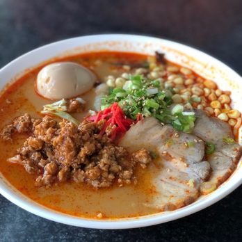 Ryujin Ramen - Spicy AKA Tonkotsu Ramen + ground chicken & corn - Ramen Near Me - Sacramento, California Ryujin Ramen - Spicy AKA Tonkotsu Ramen + ground chicken & corn - Ramen Near Me - Sacramento, California