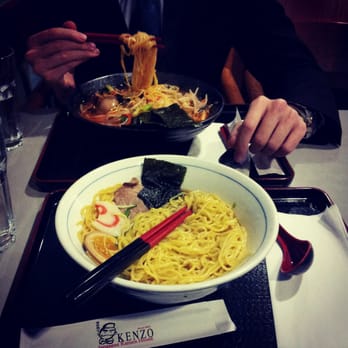 Kenzo Ramen - Shoyu Ramen with extra noodles. Guy in front of me is having the King of Kings Ramen. - Ramen Near Me - Toronto, Ontario