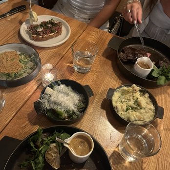 TSK Thames Street Kitchen - New York strip, smashed fingerling potatoes, Caesar salad, shishito peppers, steak tartare - New American Near Me - Newport, Rhode Island