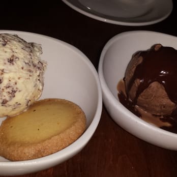 Ecco Midtown - Olive Oil ice cream (Left), Cocoa Nib ice cream (Right) - Modern European Near Me - Atlanta, Georgia