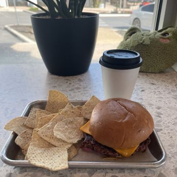 Terra Cafe - Lavender Matcha Latte and Terra Burger - Juice Bars & Smoothies Near Me - San Antonio, Texas