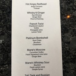 Mane Salon and Social House - Cocktail menu