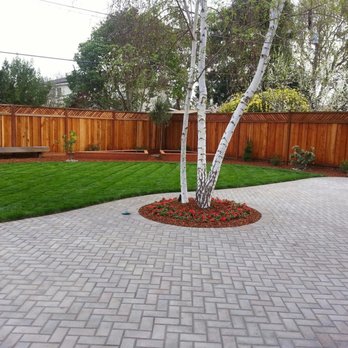 Lyonscape - a brick paver patio with a tree in the center - Landscaping Near Me - Santa Cruz, California Lyonscape - a brick paver patio with a tree in the center - Landscaping Near Me - Santa Cruz, California