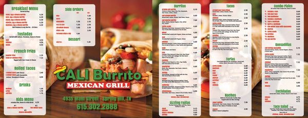 Menu photo 8 Cali Burrito Mexican Grill Spring Hill, TN