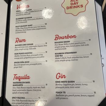 Billy G's - Cocktail menu - Breakfast & Brunch Near Me - Chesterfield, Missouri