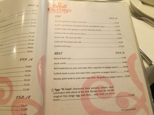 Menu photo 4 El Coso Valencia, V