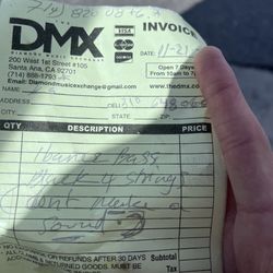 DMX Music Center - Receipt for bass repair