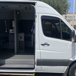 Step stool to get into the mobile van. Step stool to get into the mobile van.