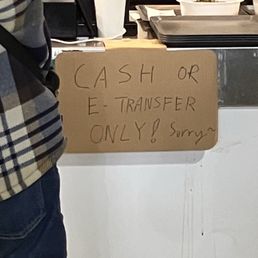 CASH or E-TRANSFER ONLY