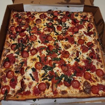 DiBaris Main Street Pizza - Grandma Pie with Pepperoni - Pizza Near Me - Matawan, New Jersey DiBaris Main Street Pizza - Grandma Pie with Pepperoni - Pizza Near Me - Matawan, New Jersey