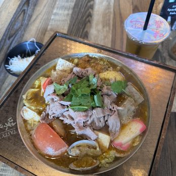 Tasty Pot - Beef Hot Soup and iced green tea - Hot Pot Near Me - Sacramento, California Tasty Pot - Beef Hot Soup and iced green tea - Hot Pot Near Me - Sacramento, California