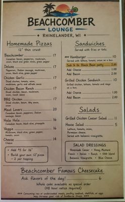 Menu photo 1 Beachcomber Lounge Rhinelander, WI Menu photo 1 Beachcomber Lounge Rhinelander, WI