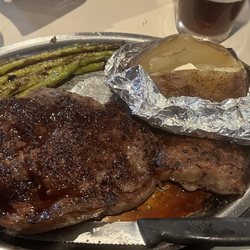 Cabinet Mountain Bar & Grill - Prime Rib with Potato and Asparagus
