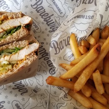 Bareburger - Astoria - Sriracha chicken sandwich and fries - Burgers Near Me - Astoria, New York Bareburger - Astoria - Sriracha chicken sandwich and fries - Burgers Near Me - Astoria, New York