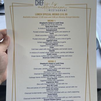 Chef Mediterranean - Menu Lunch Special (one) Lunch Special (two) - Mediterranean Near Me - Cresskill, New Jersey