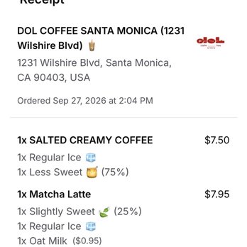 Dol - Our order - Coffee & Tea Near Me - Santa Monica, California