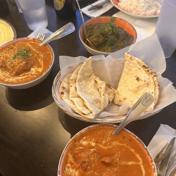 Cilantro Indian Cuisine - Lamb Quorma, Butter Chicken, Aloo Palak, Naan Bread, and Basmati Rice - Indian Near Me - Winter Garden, Florida