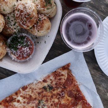Brewery X - Garlic knots Huckleberry drinks Cheese and pepperoni pizza - Breweries Near Me - Anaheim, California