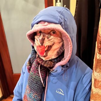 Watershed Cafe - My wife, waiting in her best tundra attire for the main course! - New American Near Me - Leavenworth, Washington