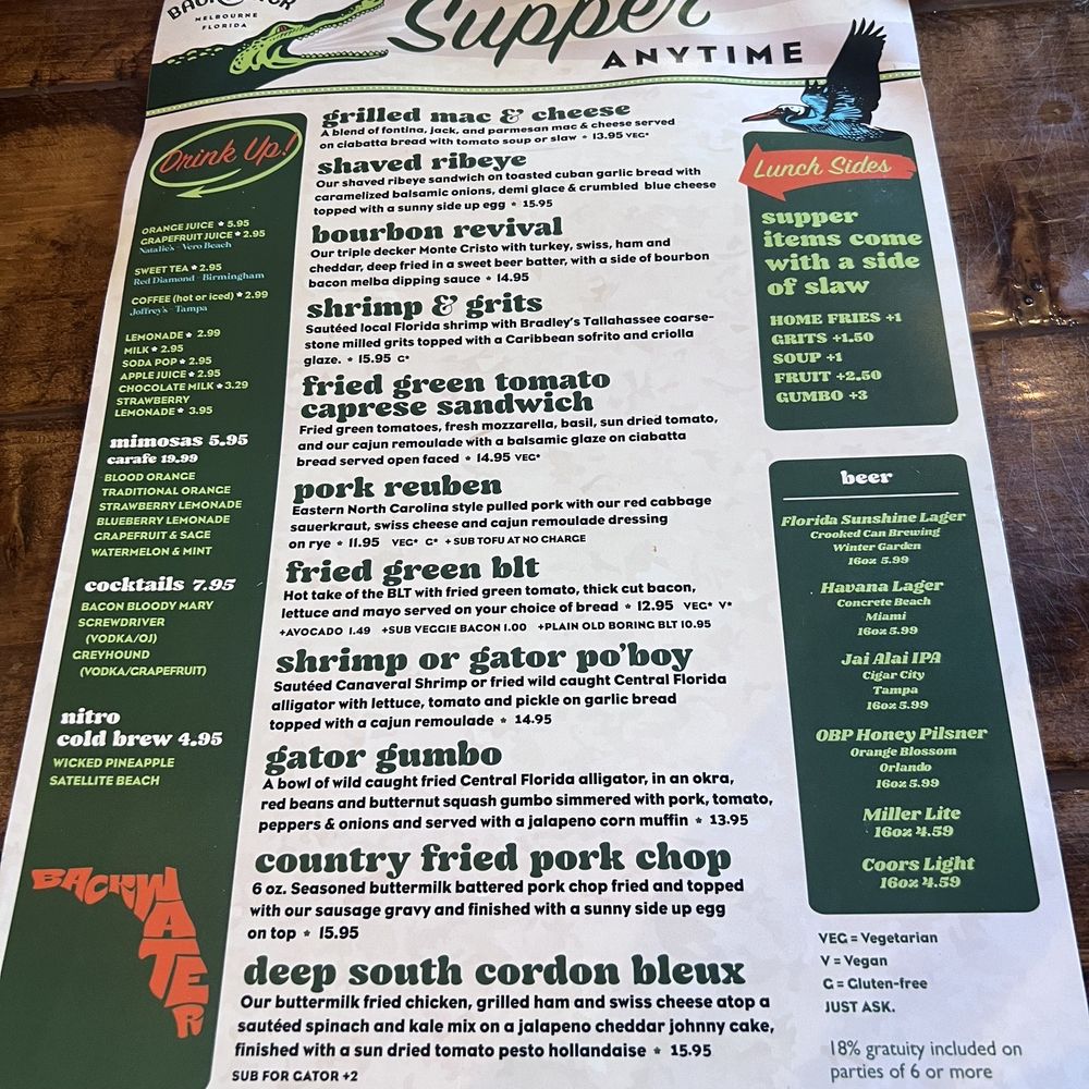 Backwater - Menu - Breakfast & Brunch Near Me - Melbourne, Florida Backwater - Menu - Breakfast & Brunch Near Me - Melbourne, Florida