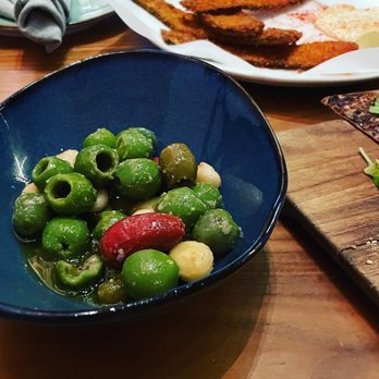 Vidrio - Olives and almonds and crispy zucchini - Mediterranean Near Me - Raleigh, North Carolina Vidrio - Olives and almonds and crispy zucchini - Mediterranean Near Me - Raleigh, North Carolina