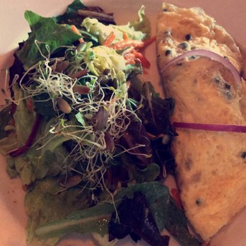 Coco's Kitchen - Omelet with salmon, goat cheese & capers. Side salad. - Breakfast & Brunch Near Me - Puerto Vallarta, JAL
